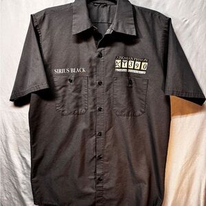 Harry Potter Sirius Black Azkaban Prison Button Up Shirt Charcoal Gray